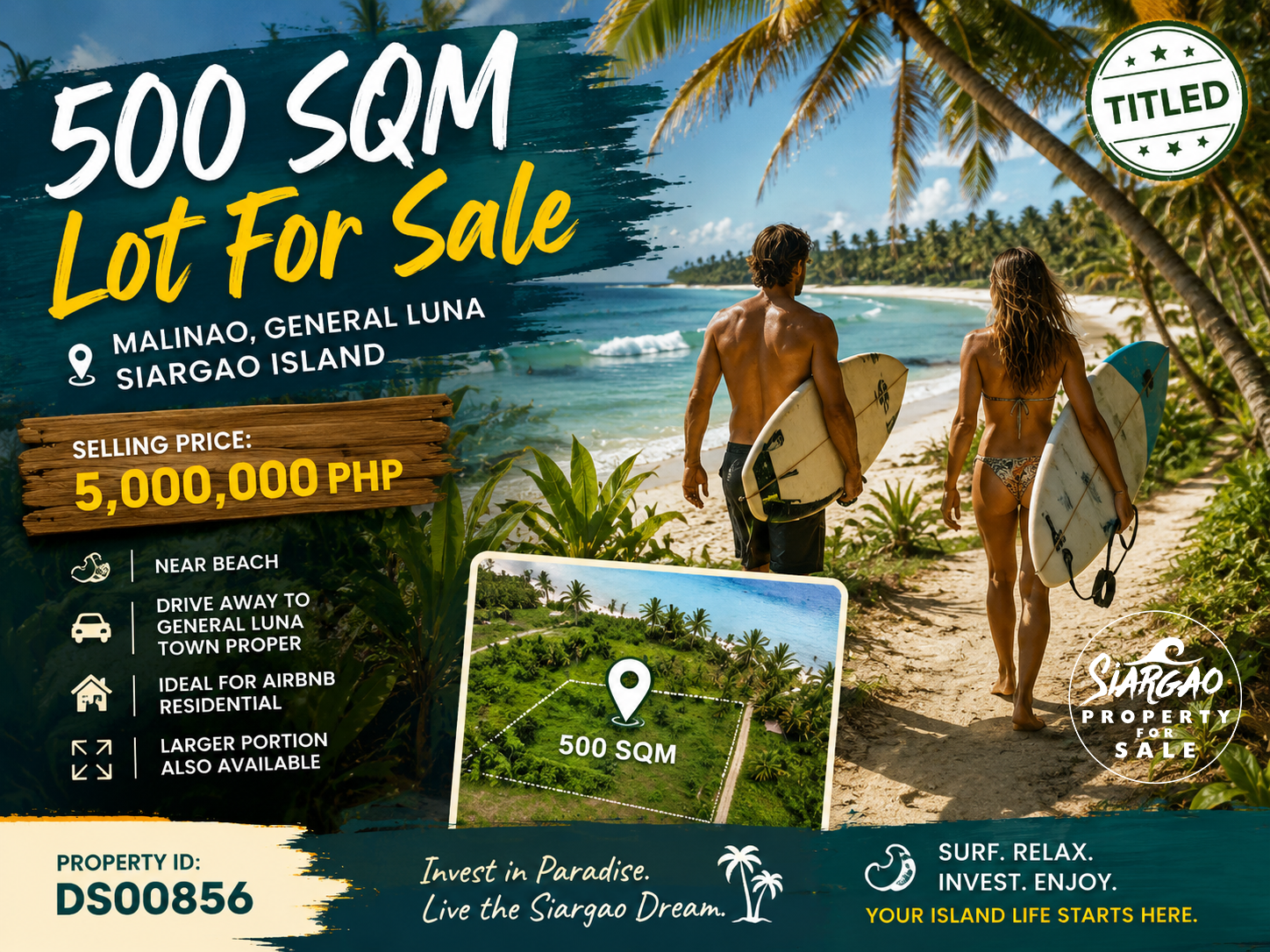 500 sqm near beach siargao