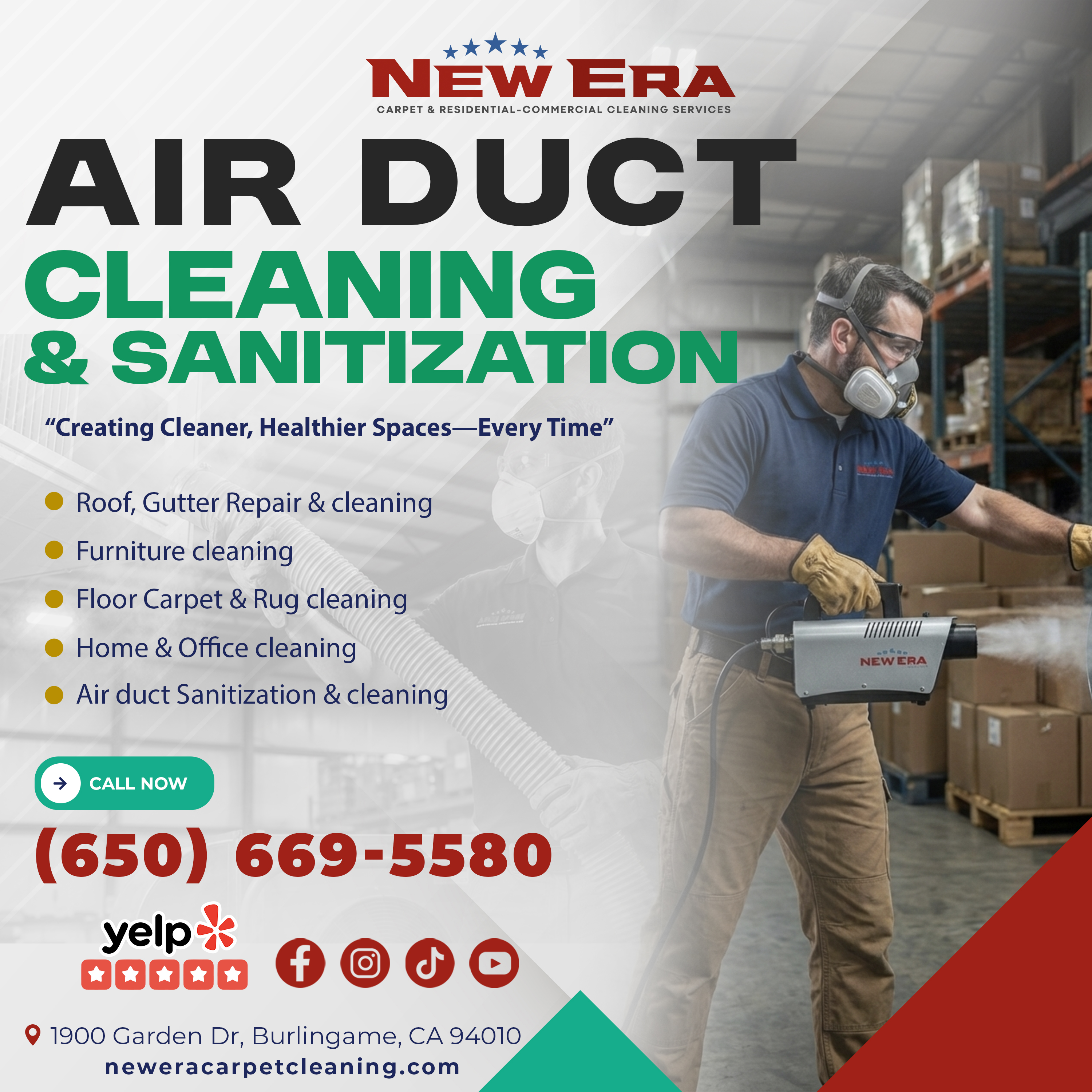 Air duct cleaning and repair roof and gutter cleaning sanitization